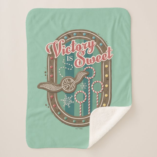 QUIDDITCH™ Victory is Sweet Holiday Cookie Graphic Sherpa Blanket (Front)