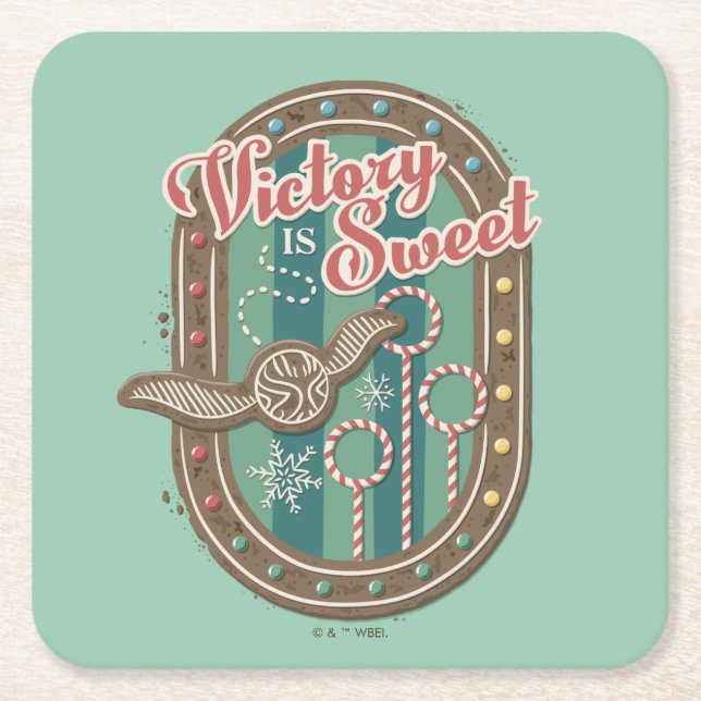 QUIDDITCH™ Victory is Sweet Holiday Cookie Graphic Square Paper Coaster (Front)
