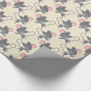 Quiet as a Mouse Cute Animal Pattern Wrapping Paper