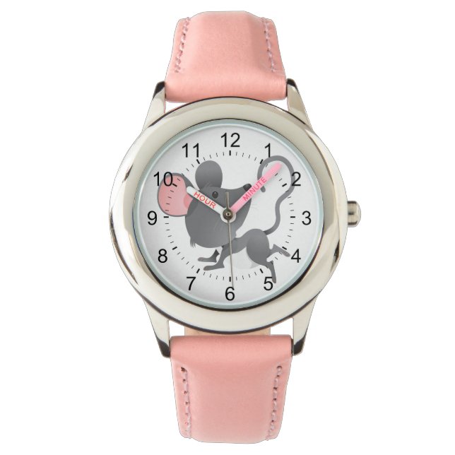 Quiet as a Mouse Cute Cartoon Watch (Front)