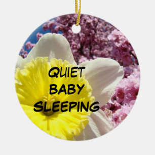 QUIET Baby Sleeping haning door ornament