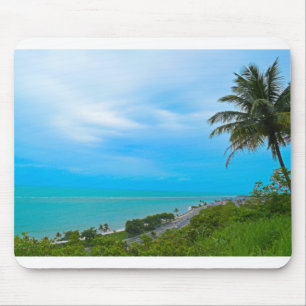 Quiet beach with coconut tree mouse pad