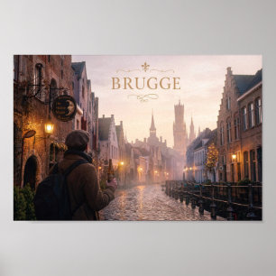 Quiet Bruges Brewery Street Scene Poster