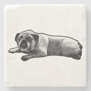 Quiet Bulldog Pause Stone Coaster