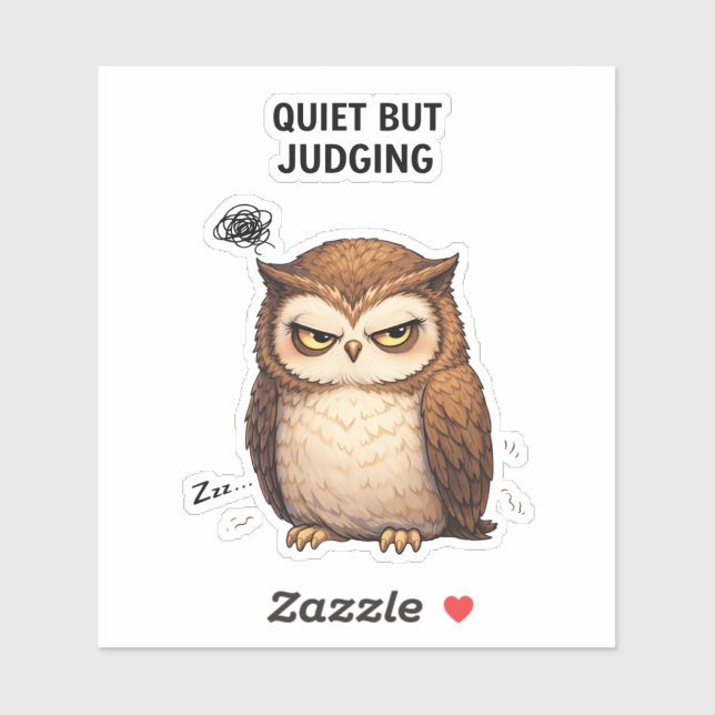 Quiet But Judging Owl Custom-Cut Vinyl Sticker (Sheet)