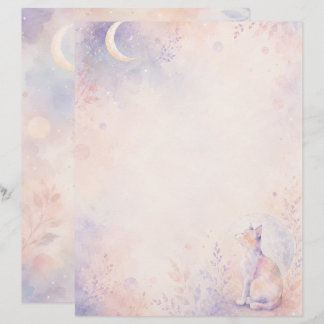 Quiet Cat in Moonlight Custom Letterhead
