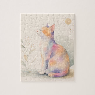 Quiet Cat in Moonlight Jigsaw Puzzle