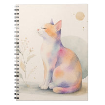 Quiet Cat in Moonlight - Watercolor Cat Notebook