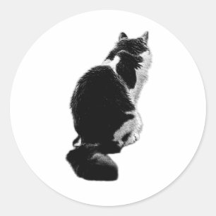Quiet Cat Silhouette Ink Art Sticker