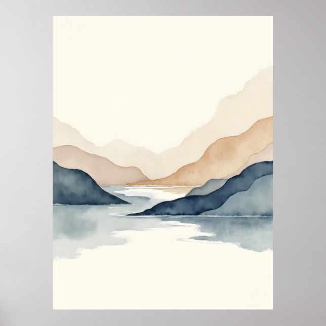 Quiet Currents - Minimal Landscape Poster (Front)
