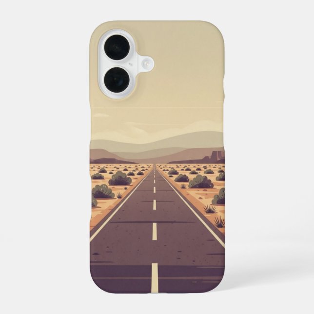 Quiet Desert Route iPhone 16 Case (Back)