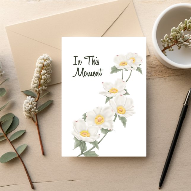 Quiet Dogwood Sympathy Card (Dogwood sympathy card with soft white flowers and “In This Moment” text on a clean background)