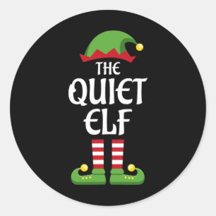Quiet Elf Family Matching Group Christmas Classic Round Sticker