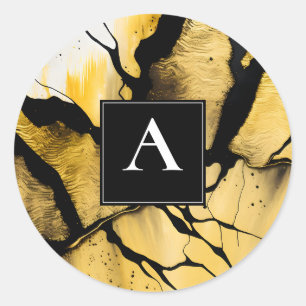 Quiet Emergence Modern Gold Abstract Design Classic Round Sticker