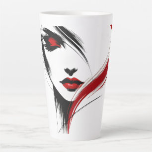 Quiet essence, she rests latte mug
