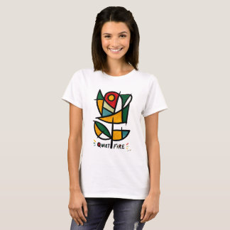 Quiet Fire Green Rose Tribal Totemic Geometric Art T-Shirt