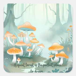Quiet Forest Dreaming – Mushroom Forest Sticker