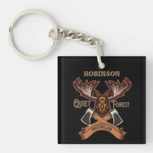 Quiet Forest Motorclub, Cool bike dad personalise Key Ring