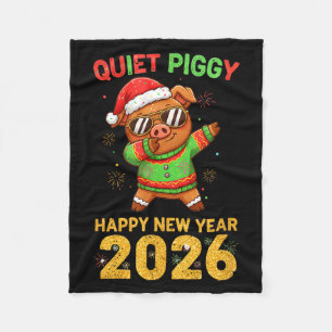 Quiet Ggy Happy New Year 2026 Cute Animal  Fleece Blanket