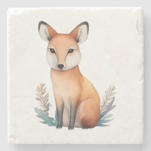 Quiet Guardian: The Serene Fox in Nature Stone Coaster