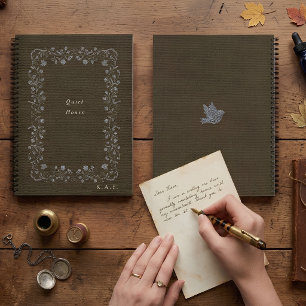 Quiet Hours Vintage Embroidered Botanical Linen Notebook
