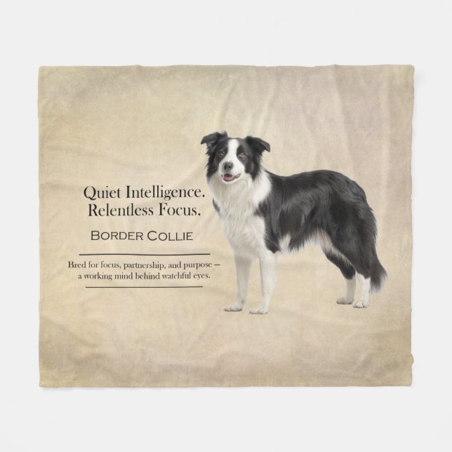 Quiet Intelligence Border Collie Fleece Blanket (Front (Horizontal))