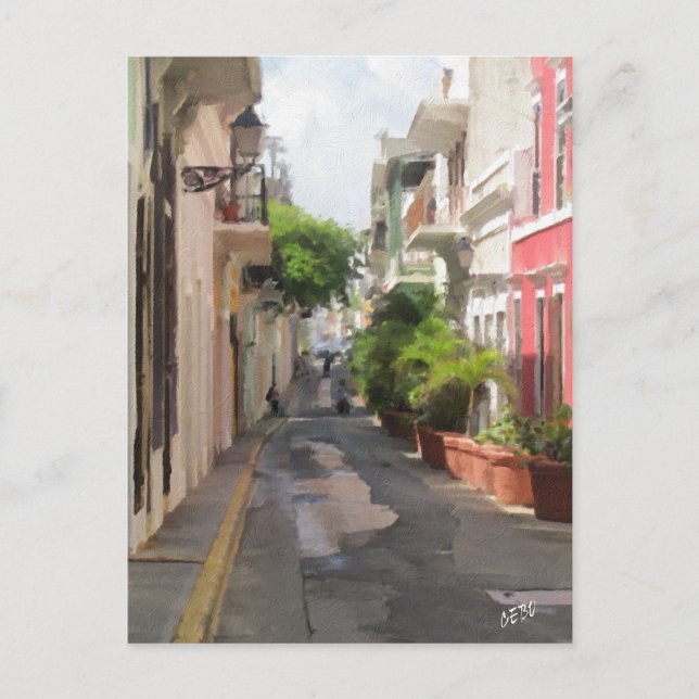 Quiet Little Street of Puerto Rico Postcard (Front)
