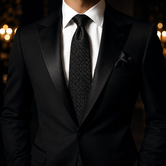 Quiet Luxury Black Basketweave Textured Pattern Tie (Creator Uploaded)