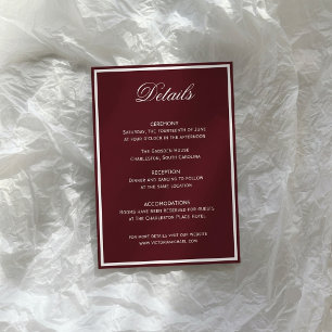 Quiet Luxury Burgundy Wedding Details Enclosure Card