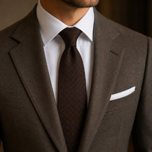 Quiet Luxury Chocolate Brown Basketweave Textured Tie