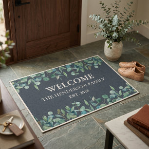 Quiet Luxury Eucalyptus Welcome Family Name Doormat