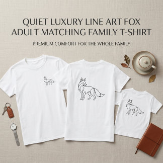 Quiet Luxury Line Art Fox Adult Matching Family T-Shirt