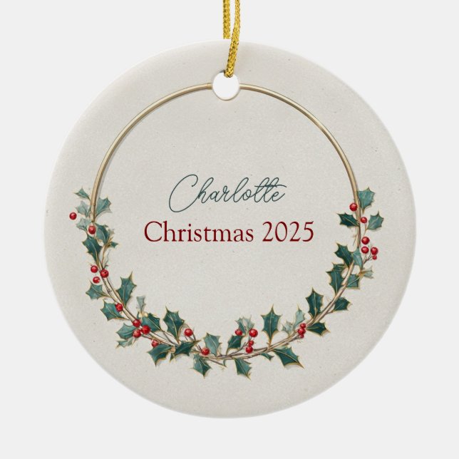 Quiet Luxury Personalised Christmas Ornament (Front)