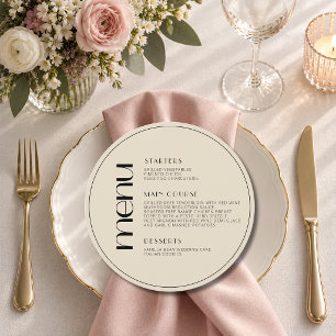 Quiet Luxury Round Welcome Wedding Dinner Menu