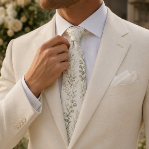 Quiet Luxury Sage Eucalyptus Wildflower Tie