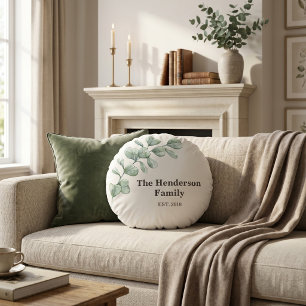 Quiet Luxury Sage Green Family Established Throw Round Cushion
