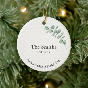 Quiet Luxury Sage Green Personalised Family Name Ceramic Ornament