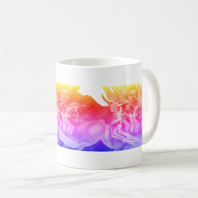 Quiet mind blue hands coffee mug (Front Right)