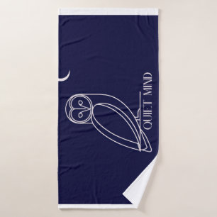 Quiet Mind Owl – Minimalist Night Wisdom Design Bath Towel