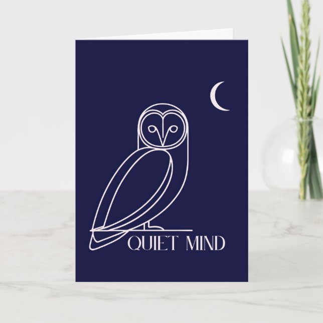 Quiet Mind Owl – Minimalist Night Wisdom Design Card (Front)