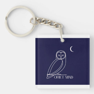 Quiet Mind Owl – Minimalist Night Wisdom Design Key Ring