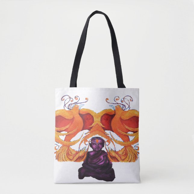 Quiet mind phoenix tote bag (Front)
