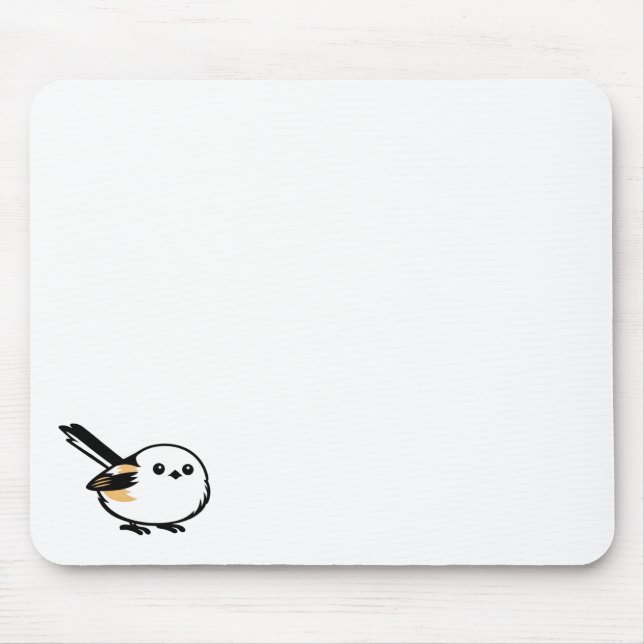 Quiet Minimal Long-Tailed Tit Illustration Mouse Pad (Front)