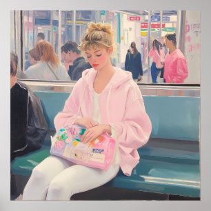 Quiet Moments in Transit: Soft Pastel Urban Art Poster
