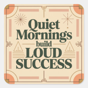 Quiet Mornings Build Loud Success Square Sticker