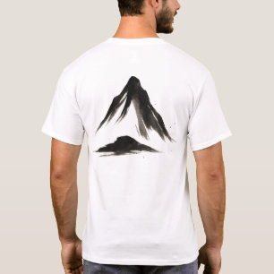 Quiet Mountain – Ink Brush Landscape on Coaster T-Shirt