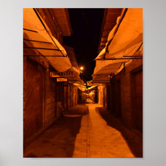 Quiet Night - Pisac Streetlight Photography Poster
