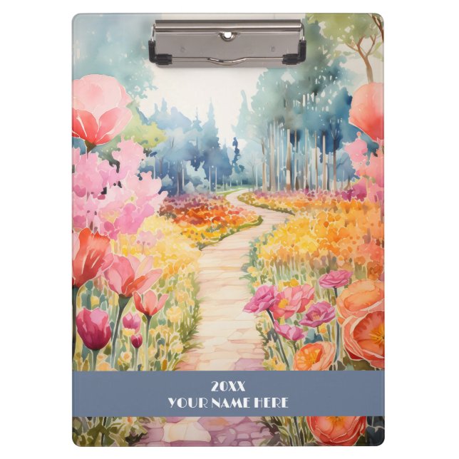 Quiet path through flower forest clipboard (Front)