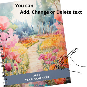 Quiet path through flower forest notebook