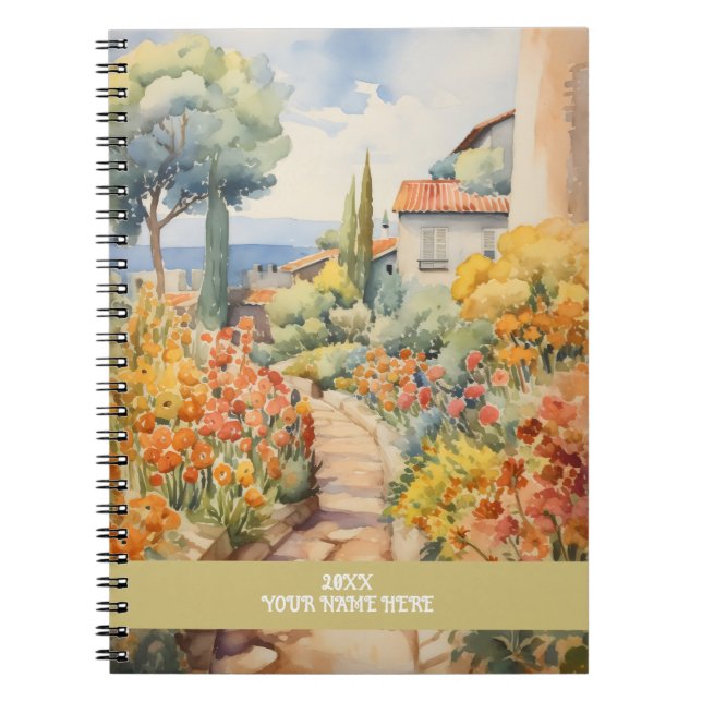 Quiet path through flower garden in village notebook (Front)